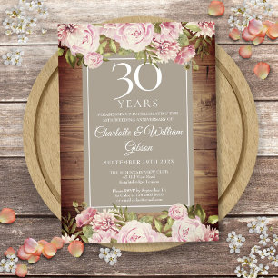 30. Hochzeit Jubiläum Boho Rustic Rose Blumenkohl Einladung