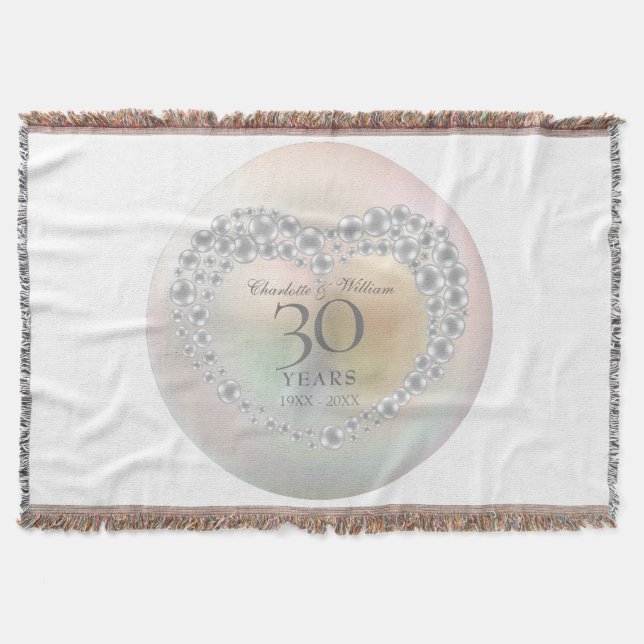30. Hochzeit Jubiläum Chic Pearl Heart Decke (Vorderseite)
