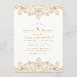 30. Hochzeit Jubiläum Elegantes Golden Lace Einladung