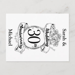 30. Hochzeitsjubiläum Blumen Rose Romantisch Postkarte