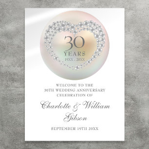 30. Hochzeitsjubiläum Perlen-Willkommensschild Poster