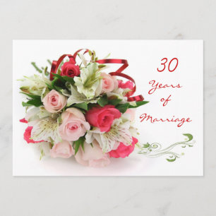 30. Hochzeitsjubiläum. Rosen und Lilien Einladung
