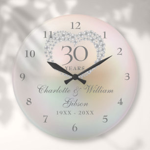 30. Hochzeitsjubiläum Schöne Perlenherz Große Wanduhr