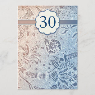 30 Hochzeitstag Blau elegante Einladungen