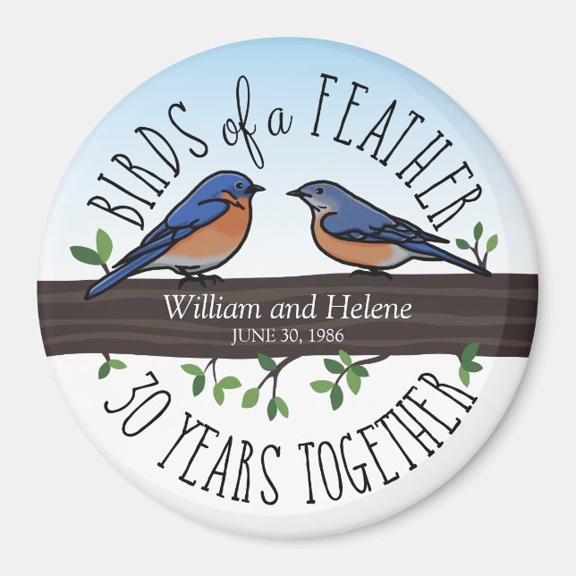 30. Hochzeitstag, Bluebirds of a Feather Magnet (Vorne)