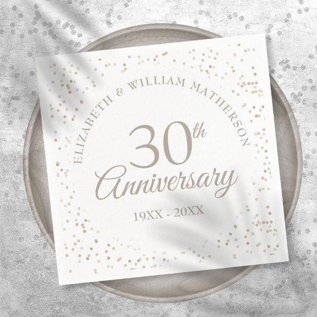30. Hochzeitstag Chic Pearl Confetti Serviette (30th Wedding Anniversary Chic Pearl Confetti Napkins)