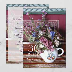 30. Hochzeitstag Einladung zum Vintagen Teekessel