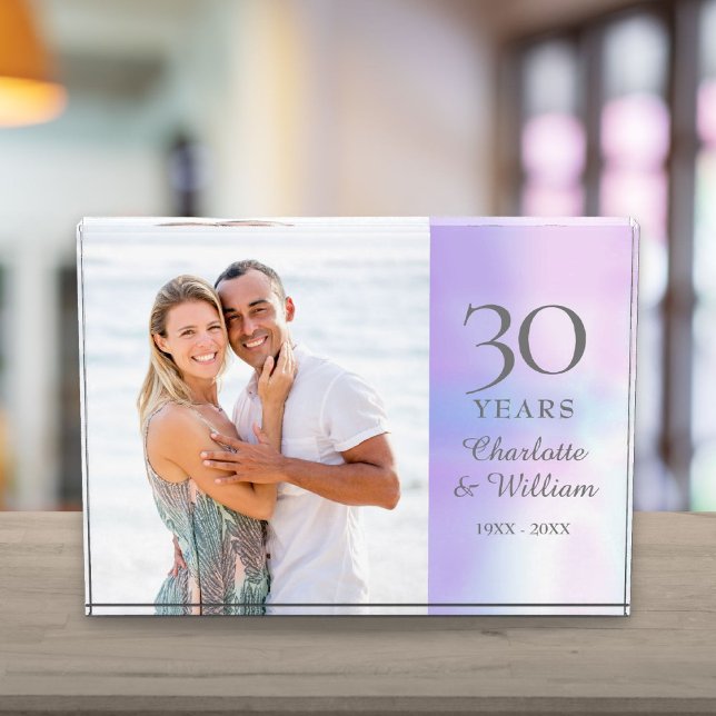 30. Hochzeitstag Elegant Pearl Fotoblock (30th Wedding Anniversary Elegant Pearl Photo Block)