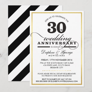 30. HOCHZEITSTAG elegant stilvoll gold schwarz Einladung