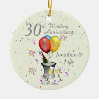30. Hochzeitstag Feier Bubbly Pearl Keramik Ornament