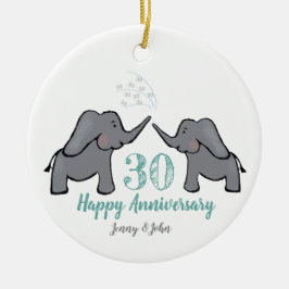 30. Hochzeitstag für PerlElefanten Keramik Ornament