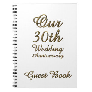 30. Hochzeitstag-Gast-Buch-Goldweiß Notizblock