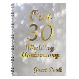 30. Hochzeitstag Gästebuch Gold White Notizblock