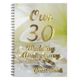 30. Hochzeitstag Gästebuch Gold White Notizblock