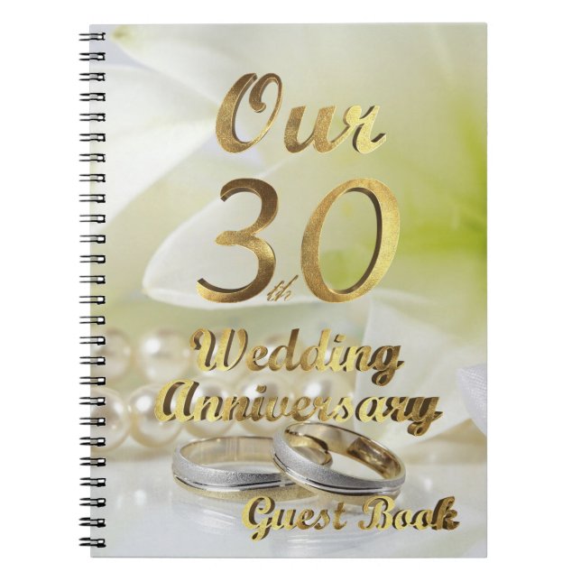 30. Hochzeitstag Gästebuch Gold White Notizblock (Vorderseite)