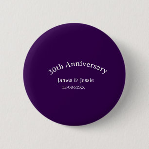 30. Hochzeitstag Name Datum lila einfach Button