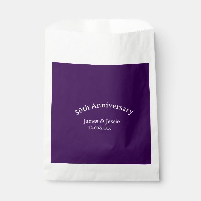 30. Hochzeitstag Name Datum lila einfach  Geschenktütchen (Vorderseite)