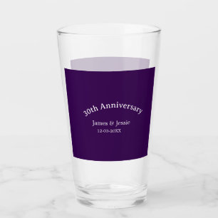 30. Hochzeitstag Name Datum lila einfach Glas