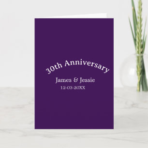 30. Hochzeitstag Name Datum lila einfach Karte