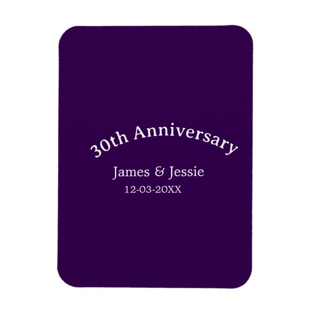 30. Hochzeitstag Name Datum lila einfach  Magnet (Vertikal)