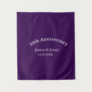 30. Hochzeitstag Name Datum lila einfach Wandteppich