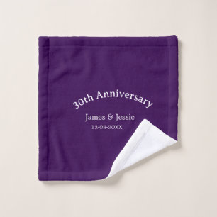 30. Hochzeitstag Name Datum lila einfach  Waschlappen