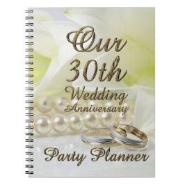 30. Hochzeitstag Party Planer Gold Pearls Notizblock