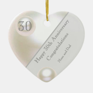 30. Hochzeitstag Pearl Heart Keramik Ornament