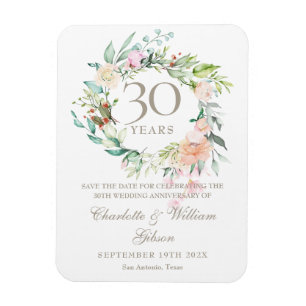 30. Hochzeitstag Save the Date Blumen Magnet