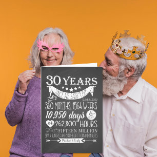 30. Hochzeitstag, Schultafel, 30 Jahre Karte