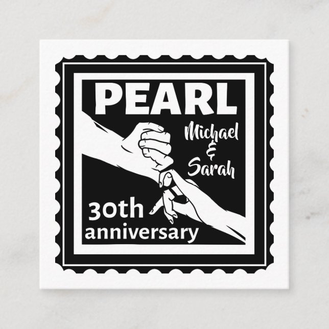 30. Hochzeitstag schwarz-weiß romantisch Begleitkarte (Vorderseite)