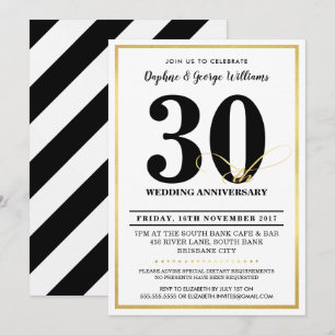 30. HOCHZEITSTAG stilvolle goldene EINLADUNGEN