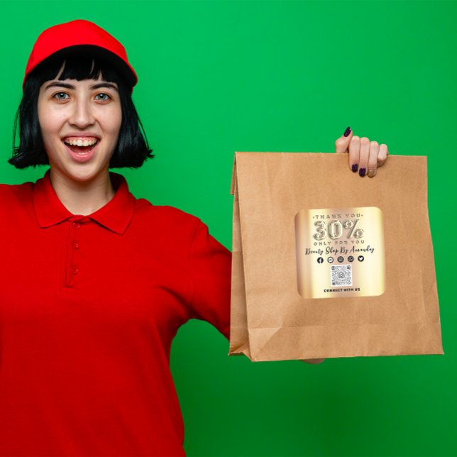 30%ige Preisnachlass bei QR CODE Imitate Gold Quadratischer Aufkleber (Thank Shopping 30%Off QR CODE Faux Gold Square Sticker)