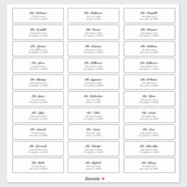 30 individuelle Black Script Guest Envelope-Adress Aufkleber