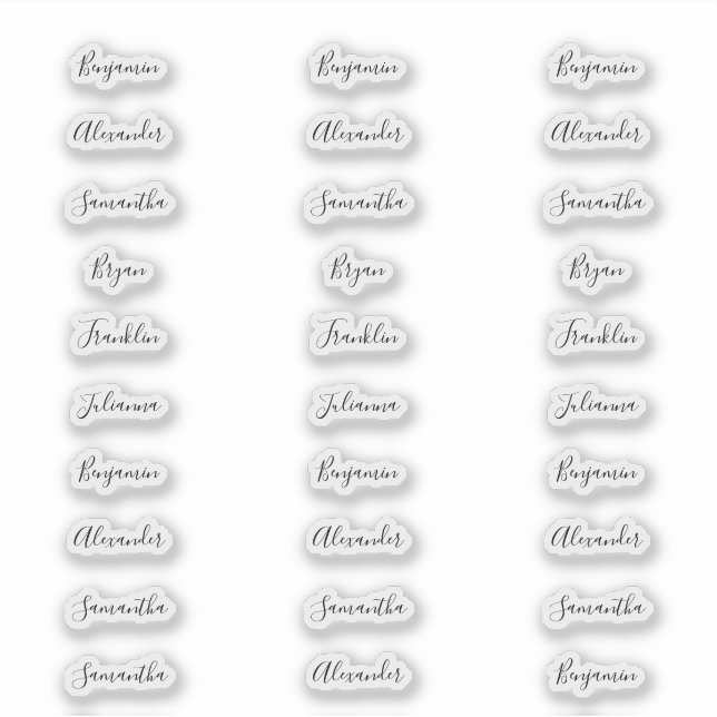 30 individuelle Gästennamen mit einer Breite von w Aufkleber (Vorderseite)