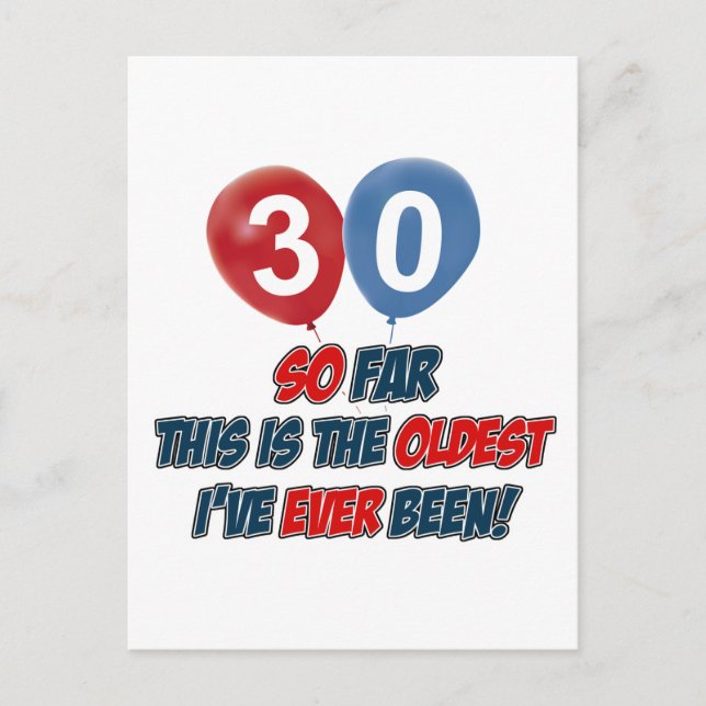 30. Jahr Geburtstagsdesigns Postkarte (Vorderseite)