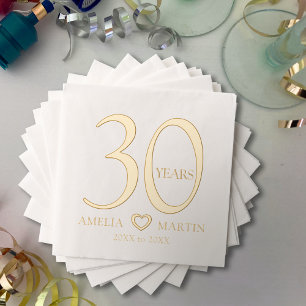 30 Jahre 30. Hochzeitstag Name datiert Herz Servietten Mit Folie