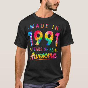 30 Jahre alt 30. Geburtstag 1991 Gefärbte Krawatte T-Shirt