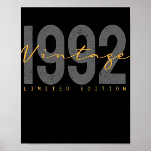 30 Jahre alte Vintage 1992 30. Geburtstag Poster