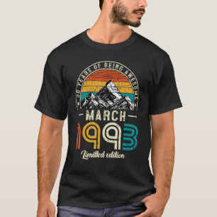 30 Jahre alter März 1993 30. Geburtstag T-Shirt