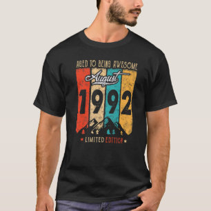 30 Jahre alter Retro Vintager August 1992 30. Gebu T-Shirt
