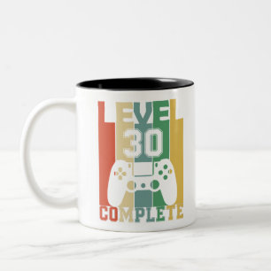 30 Jahre Gamer Level 30. Geburtstag Komplette Retr Zweifarbige Tasse