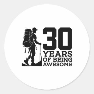 30 Jahre großartig beim Wandern 30. Geburtstag Runder Aufkleber