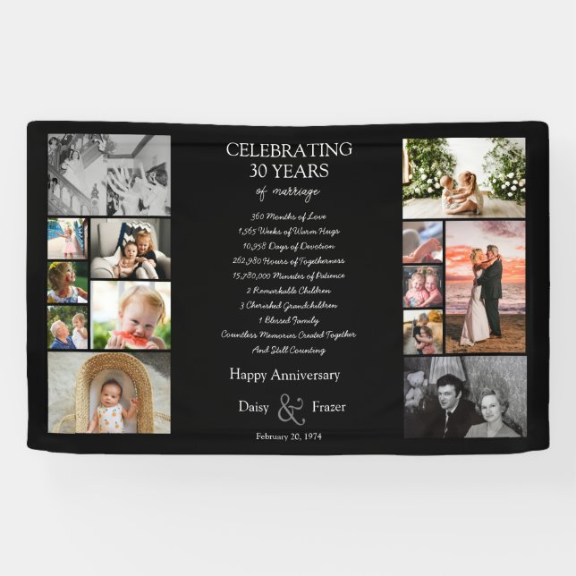 30 Jahre Hochzeitstag Foto Collage bearbeitbar Banner (Horizontal)