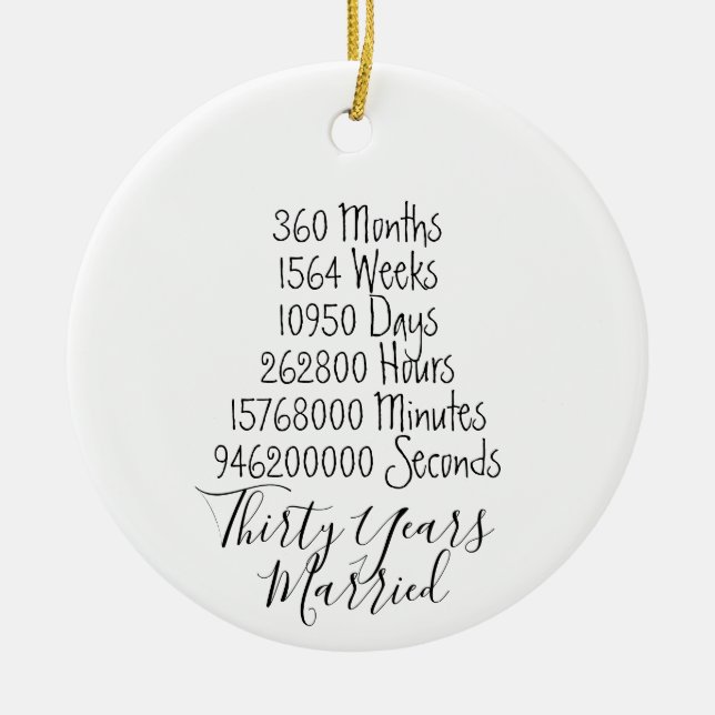 30 Jahre Jubiläum 30. Hochzeit Keramik Ornament (Vorne)