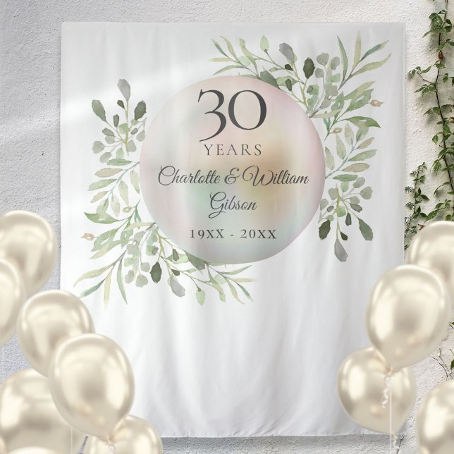 30 Jahre Pearl Greenery Foto Hintergrund Wandteppich (30th Anniversary Pearl Greenery Photo Backdrop)