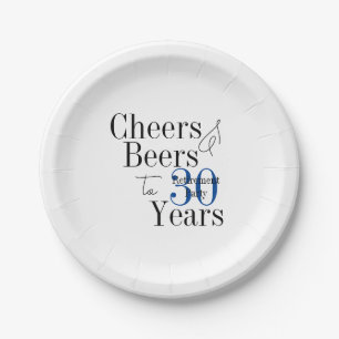 30 Jahre Ruhestand Cheers and Bers Blue Party Pappteller