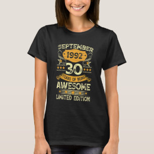 30 Jahre Vintager September 1992 30. Geburtstag T-Shirt