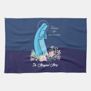 30. Jahrestag des religiösen Lebens Nun Pink Blume Geschirrtuch