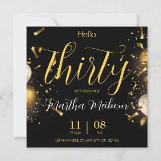30. Jahrestag. Eleganter Geburtstag Einladung